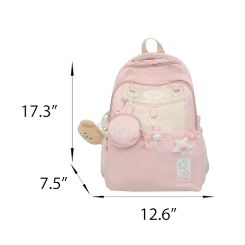 Coquette College Backpack Y2K Kawaii Preppy Large Laptop Bookbag Casual Aesthetic Fashion Travel Daypack for Women (Blue) - color: Blue
