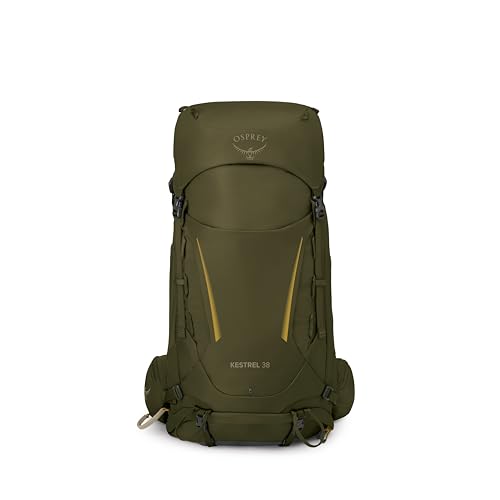 Osprey Kestrel 38L Men's Backpacking Backpack - Hiking & Camping Bag with Waterproof Raincover, Moss Green, Small/Medium - color: Moss Green, size: Small-Medium