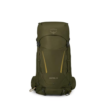 Osprey Kestrel 38L Men's Backpacking Backpack - Hiking & Camping Bag with Waterproof Raincover, Moss Green, Small/Medium - color: Moss Green, size: Small-Medium