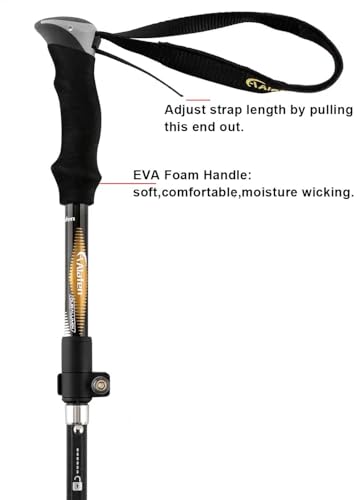 A ALAFEN Aluminum Collapsible Ultralight Travel Trekking Hiking Pole for Men and Women (Fits 5'3" - 6'2") - color: A_Black