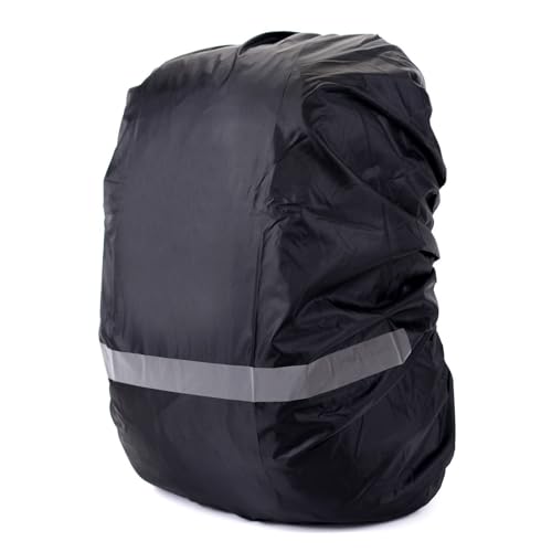 Water Rain Covers for Backpack Rucksack Rain Covers Rainproof Protector with Reflective Strips Bag Rain Covers - color: Black Color-S