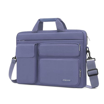 MOSISO Laptop Shoulder Bag 15.6 inch, 15-15.6 inch Computer Bag Compatible with MacBook Pro 16 inch, HP, Dell, Lenovo, Notebook with 2 Raised&1 Flapover&1 Horizontal Pocket&Handle&Belt, Lavender Gray - color: Lavender Gray, size: 16 inch