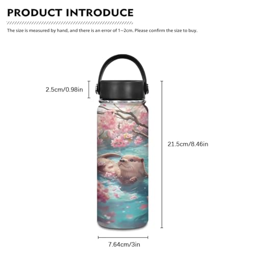 Flashideas Cherry Blossom Otter Backpack for Girls Kids Backpack with Lunch Box Stainless Steel Water Bottle and Water Bottle Holder 4Pcs Set 17" Bookbag with Compartments for School Sturdy School Bag - color: Cherry Blossom Otter