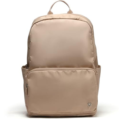 Pander 22L Casual Daypack Everyday Backpack with Luggage Sleeve Smooth Webbing Handle Professional Commuter School Bag, Raw Linen - color: Raw Linen