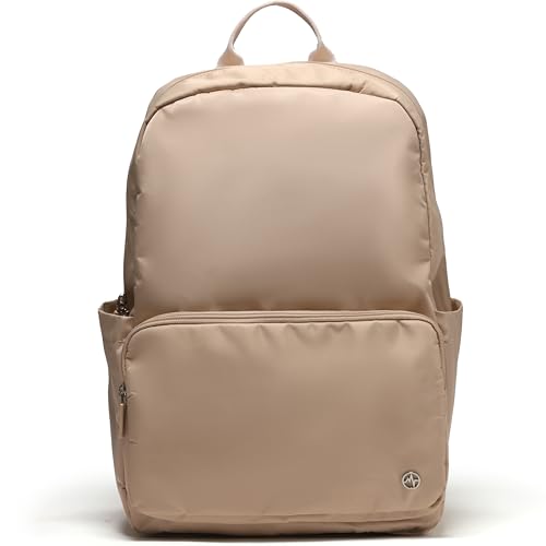 Pander 22L Casual Daypack Everyday Backpack with Luggage Sleeve Smooth Webbing Handle Professional Commuter School Bag, Raw Linen - color: Raw Linen