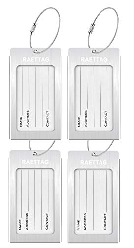Luggage Tags Metal Suitcase Tags Travel Bag ID Identifier Luggage Tag (Silver 4-Pack) - color: Silver 4-pack