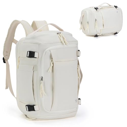 BESMART Travel Duffle Backpack with Shoe Compartmen&Wet Pocket for Men Women, Expandable 12-Pockets Carry On Flight Approved Backpacks Fit 15.6'' Laptop for Travel, Sports, Fitness&Workout(White) - color: White
