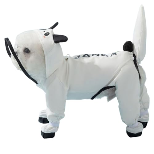 Junchl Small Dog Raincoat Rainboots with D-Ring, Full Coverage Dog Rain Jacket Slicker Poncho, Waterproof Dog Rain Jacket with Reflective Strip, Rainboot, Tail Cover Panda XS - color: Panda, size: XS:Back 8"(1-2lb)