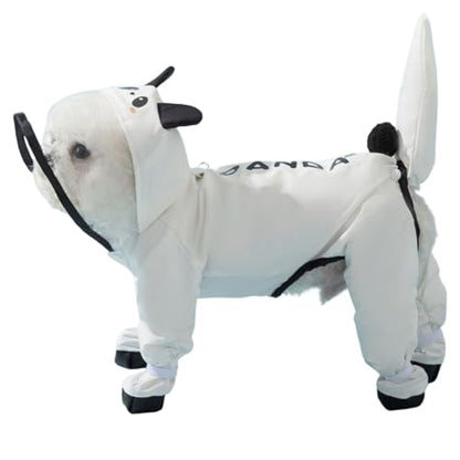 Junchl Small Dog Raincoat Rainboots with D-Ring, Full Coverage Dog Rain Jacket Slicker Poncho, Waterproof Dog Rain Jacket with Reflective Strip, Rainboot, Tail Cover Panda S - color: Panda, size: S:Back 10"(3-5lb)
