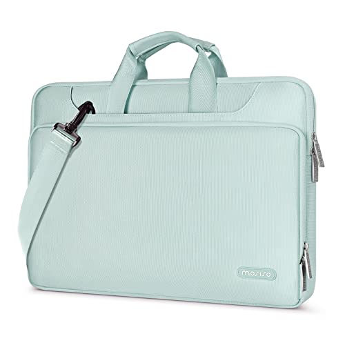 MOSISO 360 Protective Laptop Bag 15.6 inch, 15-16 inch Computer Bag Compatible with MacBook Air 15 inch/Pro 16 inch, HP,Dell,Lenovo,Asus,Notebook, Laptop Carrying Case with Strap&Handle, Mint Green - color: Mint Green, size: 16 inch