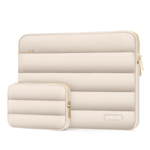 MOSISO Laptop Case 14 inch, 14 inch Puffy Laptop Sleeve Compatible with HP Lenovo Dell ASUS Acer, HP Stream, Dell Latitude, Lenovo IdeaPad, Polyester Horizontal Bag with Small Case, Sand - color: Sand, size: 14 inch