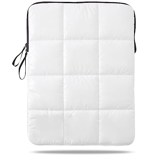 Puffy Laptop Sleeve 13 Inch White, Waterproof Carrying Case Bag for Women, Fluffy Computer iPad Pro 12.9 Case, Compatible with MacBook Pro 12, MacBook Air M2 M1, Asus/Dell XPS/Lenovo in Cover - color: White, size: 13-inch