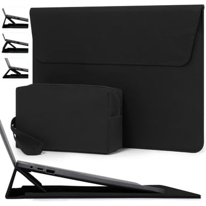 HYZUO 13 Inch Laptop Sleeve Case Bag with Adjustable Stand for MacBook Air 13 M5 A3449 M4 M3 M2 M1 2026-2018, 13" MacBook Neo 2026, MacBook Pro 13 M2 M1 2026-2016, Surface Pro, XPS 13, Black - color: Black, size: 13 Inch