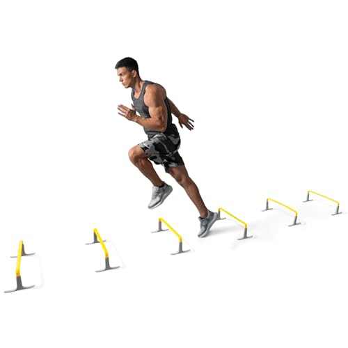 Meister ZoomFlex Agility Hurdles w/Carry Bag - Flex-Safe Modular Speed Training - color: Electric Yellow