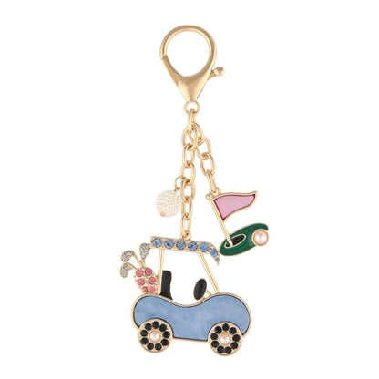 Madison Tyler Western Cowboy Boots Cherry Bow Bubble Tea Strawberry Cute Keychain | Bag Charms for Handbags Purse Charms - color: Golf