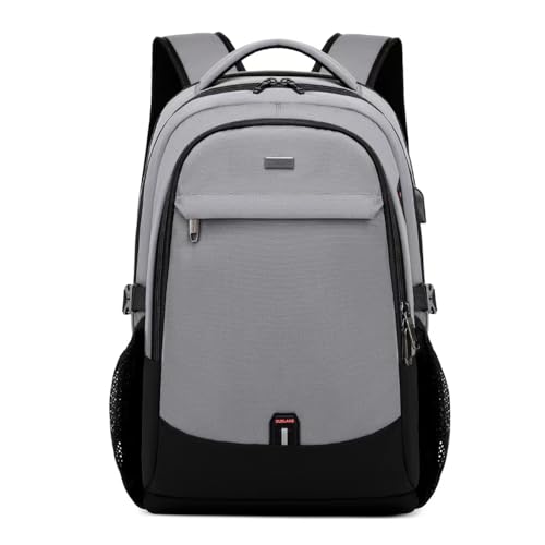 DUSLANG 17 Inch Travel Laptop Backpack Water Resistant College Backpack for Men/Women Laptop Bag with USB Charging Port, Light Grey and Black - color: Black-d, size: 17 Inch