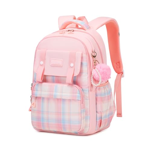 MUSEVOS Girls Backpack, Ideal School Backpack for Girls from Elementary to Teen Years, Kawaii Bookbag Cute Large Capacity - color: Pink
