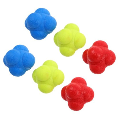 balacoo 6pcs Hexagon Reaction Speed Training Balls for Hand-Eye Coordination, 5.5cm Sturdy Elastic Sports Agility Balls and Adults Indoor Fitness