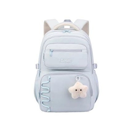 EKUIZAI Girls School Backpack for Kids Middle Elementary School Bag for Students Solid Color Girls Bookbag, Blue - color: B-blue