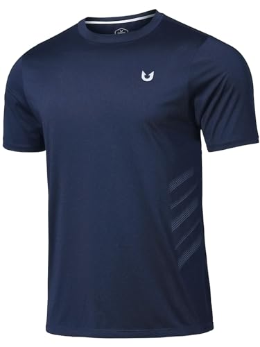 NORTHYARD Men's Workout Athletic Shirts Gym Running T-Shirts Tennis Quick Dry Short Sleeve Shirt Active Lightweight Sports - color: Navy, size: 4X-Large