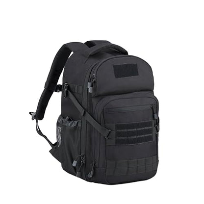 Zsearaymy 25L Small Tactical Hiking Backpack with 180° Open Design Molle System Padded Laptop Lightweight (Black) - color: Black