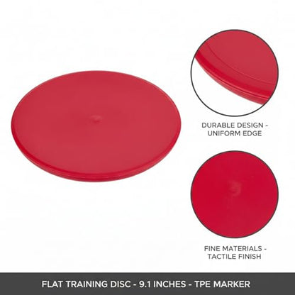 Flat Sports Training Disc Marker, Low-Profile TPE Field Cone for Soccer Agility Drills & Boundary Lines, 9.1 x 9.1 Inch, Red (1 Pack)