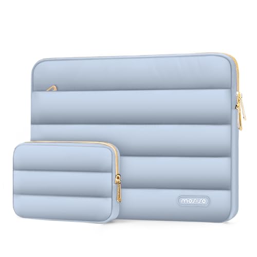 MOSISO Laptop Case 13.3 inch,13-13.3 inch Puffy Laptop Sleeve Compatible with MacBook Neo/Air 13.6 M5 M4 M3 M2 M1/Pro 13/14,HP Dell ASUS Lenovo,Polyester Horizontal Bag with Small Case, Baby Blue - color: Baby Blue, size: 13.3 inch