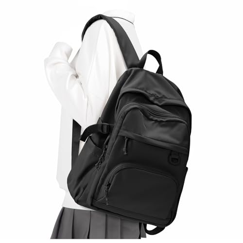 Lightweight Black College Backpack for Women Men Cute School Bag for Teens Girls Boys High School Backpack for Students Waterproof Casual Daypack Backpack - color: A1-black