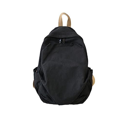Women's canvas bag, men's and women's large capacity leisure backpack, men's and women's travel backpack (Black,One Size) - color: Black