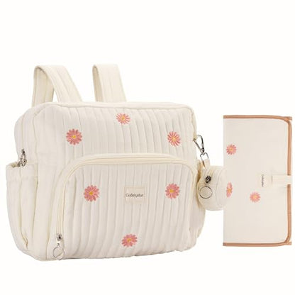 GOBABYMART Diaper Bag Backpack, Medium Maternity baby bag & Changing Pad, Insulated Pockets, Stroller Straps & Pacifier Case (Medium - Beige Flowers) - color: Medium - Beige Flowers