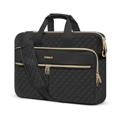 MOSISO 15-16 inch Laptop Bag, Laptop Briefcase Messenger Compatible with MacBook Pro 16/Air 15, HP, Dell, Lenovo, Square Quilted Computer Bag Work Office Business with 3 Pockets&Strap, Black - color: Black, size: 16 inch