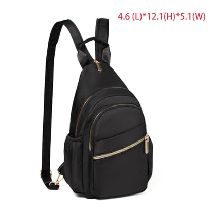 Xsecnua Small Crossbody Bag Convertible Mini Backpack for Women, Cross Body Sling Bag Sling Backpack for Travel Daypack - color: Black