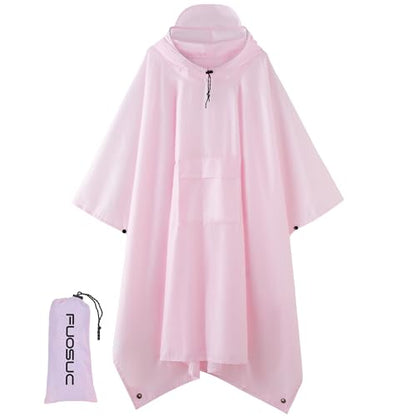 Hooded Waterproof Raincoat, Unisex Outdoor Hiking Camping Mat and Small Tent - color: Pink