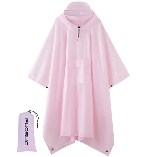 Hooded Waterproof Raincoat, Unisex Outdoor Hiking Camping Mat and Small Tent - color: Pink