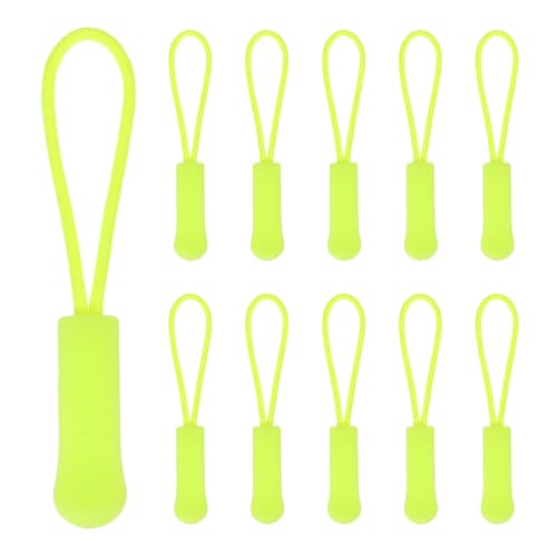PATIKIL 2.6 Inch Zipper Pulls Replacement, 100 Pcs Nylon Cord Extension Zipper Pull Tab Tags for Handbag Backpacks Jackets Luggage Purses, Bright Green - color: Bright Green