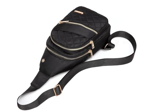 EVANCARY Small Sling Bag Crossbody Bags for Women Men, Sling Backpack Chest Daypack Cross Body Bag for Travel Outdoor - color: F Black
