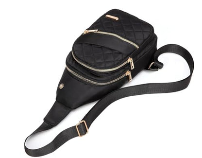 EVANCARY Small Sling Bag Crossbody Bags for Women Men, Sling Backpack Chest Daypack Cross Body Bag for Travel Outdoor - color: F Black