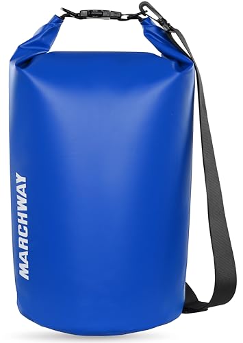 MARCHWAY Floating Waterproof Dry Bag Backpack 5L/10L/20L/30L/40L, Roll Top Sack Keeps Gear Dry for Kayaking, Rafting, Boating, Swimming, Camping, Hiking, Beach, Fishing - color: Dark Blue, size: 5L