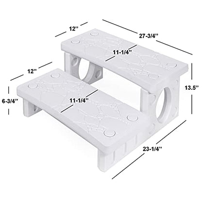 XtremepowerUS Hot Tub Steps, Non-Slip & Durable Hot Tub Stairs, Portable Universal Ladder Can Be Used Indoors and Outdoors Multi Purpose 2-Step Spa RV Campers Deck Steps Side Step, White - color: White