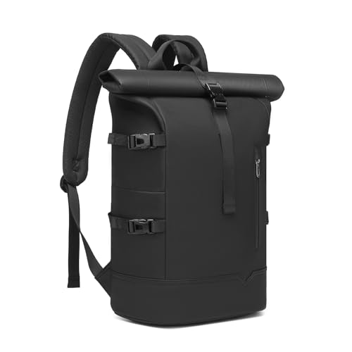 33L Unisex Waterproof Rolltop Backpack:,15.6-Inch Laptop, Lightweight Bike Bag Perfect for Work, School, Travel & Outdoor (black) - color: Black
