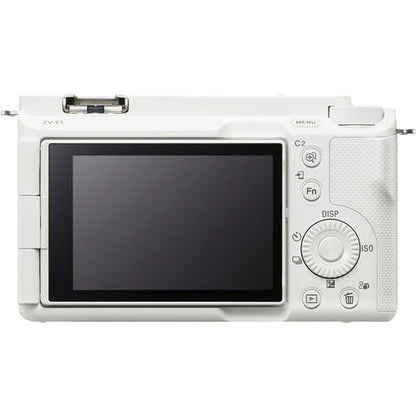 Sony ZV-E1 Mirrorless Camera (White) Advanced Accessory Bundle with 2 x 64GB SD Card, Gadget Bag, Flexible Tripod, & More - style: Essential