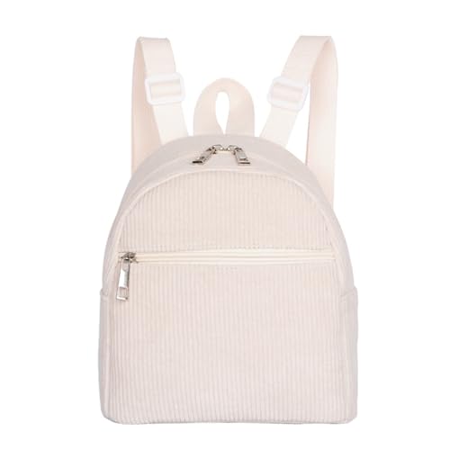 Corduroy Small Backpack for Womens and Girls, Mini Backpack Casual Backpacks Fashion Cute Backpacks Purse (Style 1, Beige) - color: Beige, style: Style 1
