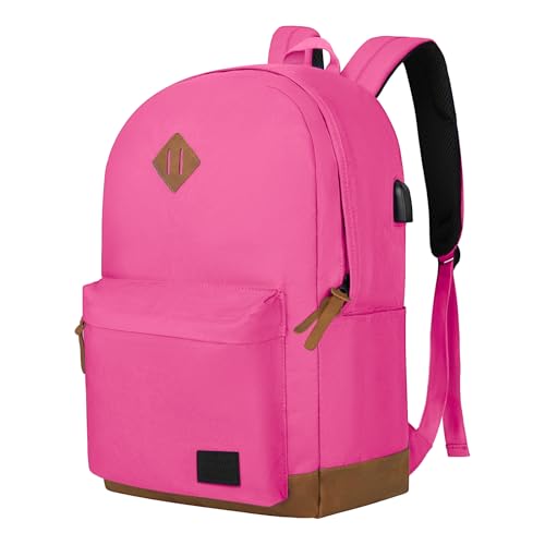 Goloni Backpack for Men Women,Travel Laptop Backpack, Water Resistant 17.3 Inch USB Charging Backpack, Large Capacity Work Commute Bag,Rose - color: Rose, size: Medium