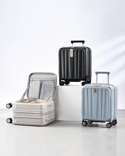 Hanke Top Opening Carry-On - Expandable 16 Inch Airline Approved Spinner | Easy-access top opening,360° spinner wheels,lightweight expandable hardshell, fits overhead bins,for overnight business trips - color: Grey, size: 16 Inch Expandable