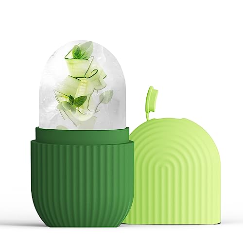 XHJRI Ice Roller Massager for Face, Eyes and Neck - Naturally Condition Skin, De-Puff Eye Bags, Reduce Migraine Pain - Reusable Silicone Ice Mold (Green) - color: Green