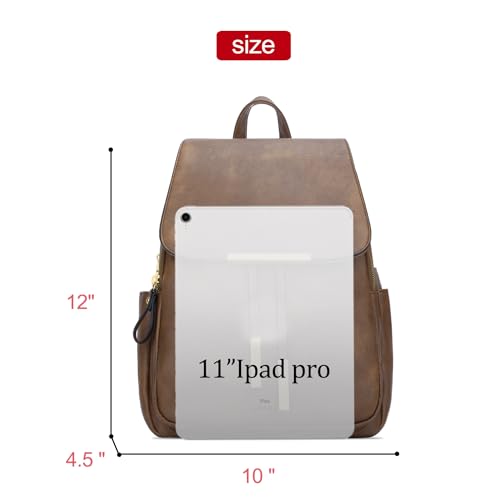 KKXIU Trendy Vegan Leather Backpack Purse for Women and Ladies Shoulder Travel Daypacks Bags (Z-Brown) - color: Z-brown, style: Backpack