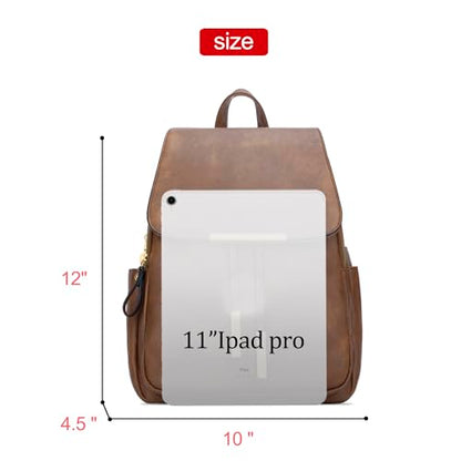 KKXIU Trendy Vegan Leather Backpack Purse for Women and Ladies Shoulder Travel Daypacks Bags (Z-Brown) - color: Z-brown, style: Backpack