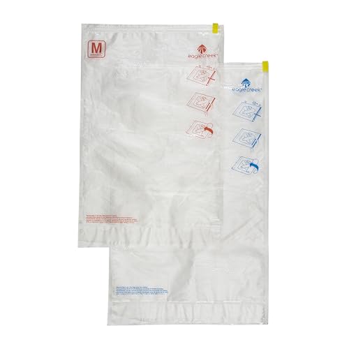 Eagle Creek Pack-It Compression Bags for Travel Set - Featuring One-Way Pressure Valve & Zip - For Efficient Travel Bag Packing - Water Resistant - Clear - Medium/Large - size: M/L