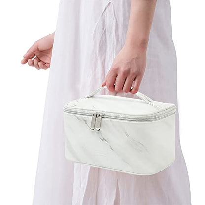 Meiyuuo Makeup Bag Large Cosmetic Bags for Women Girls Cute Travel Zipper Pouch Toiletry Organizer for Beauty Essentials Waterproof (Marble) - color: Off Marble