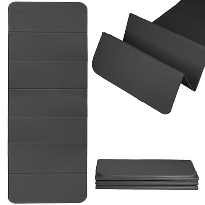 PAIDU Foldable Yoga Mat - 10mm Extra Thick, 75"26" Non-Slip Exercise Fitness Mat | SGS Eco-Certified, Portable for Yoga/Pilates/Studio/Home Workout (Black)
